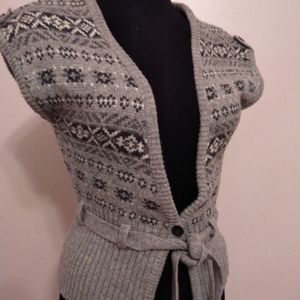 Aeropostale Sweater Vest Belted Nordic Gray Medium
